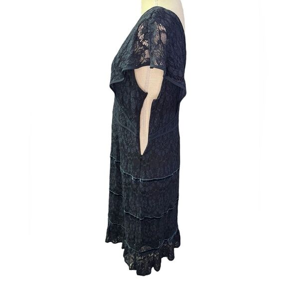 NWT Foxiedox Anthropologie Clarinda Lace Midi Dress Navy Blue Women's XL Tiered - Picture 5 of 12